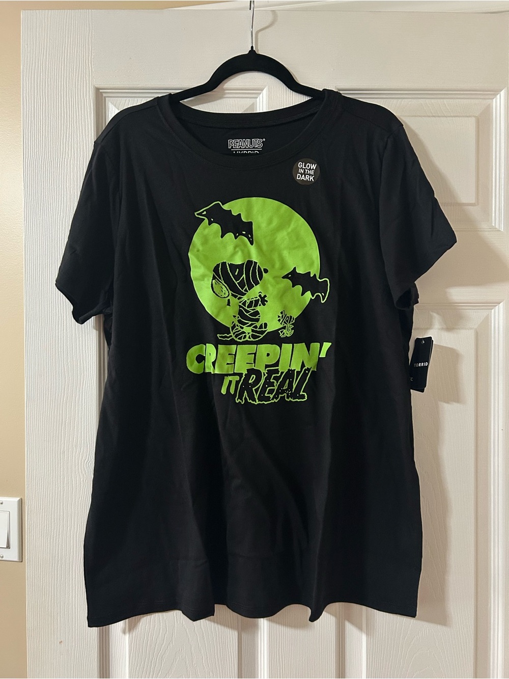 torrid Black Graphic Tee with Neon Green 'Creepin' It Real' Print